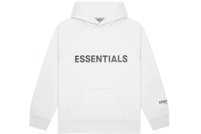 Essentials Pullover Hoodie Applique Logo – White