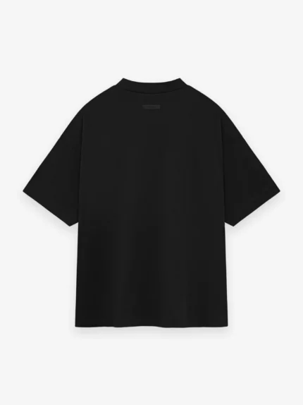 A black crewneck tee made from soft, breathable jersey fabric. It features a relaxed fit and a classic crewneck design. Perfect for casual wear.